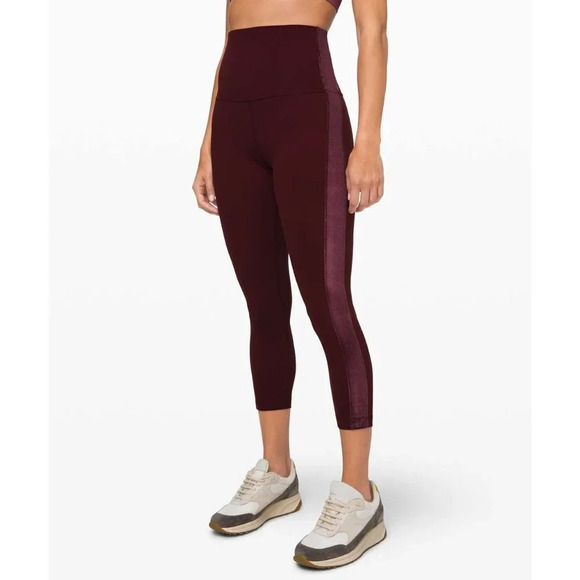 Lululemon Womens Align High-Rise Crop Special Edition Velvet Strip Leggings SZ 4 - Picture 1 of 13